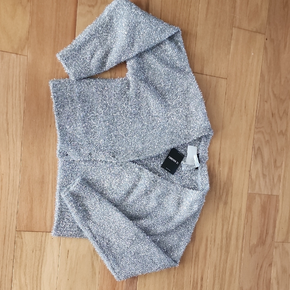 Forever 21 Metallic Silver Cardigan